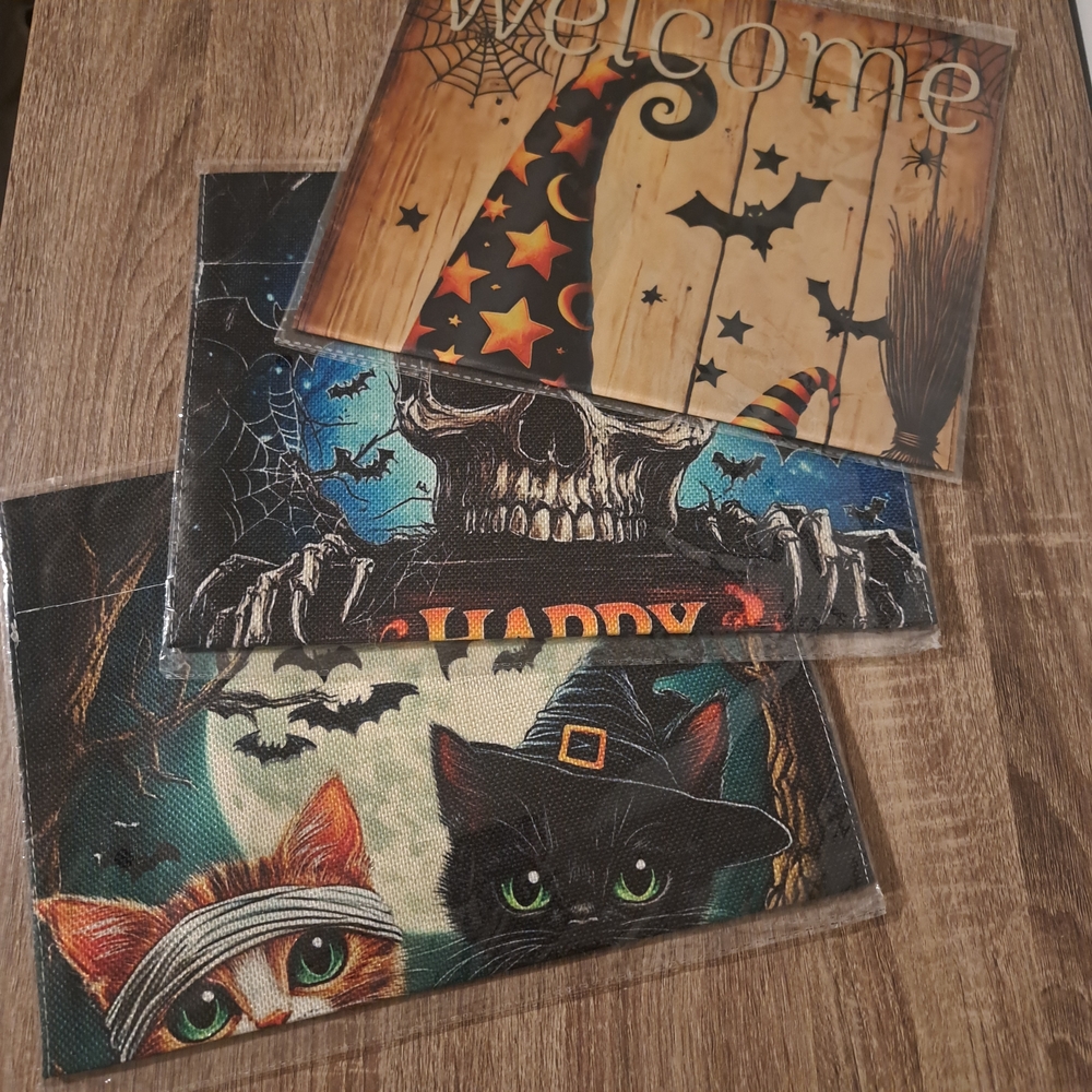 New 3 Halloween garden flag Lot